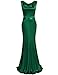 MUXXN Womens 1950s Cowl Neck Fishtail Evening Dress Blue