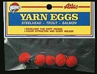 Atlas Mike's Yarn Salmon Fishing Bait Holder Eggs (Pack of 4), Red, Size 6