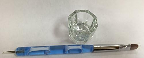 Acrylic Marble Kolinksy French Nail Brush + All Season Dappen Dish (#14, Blue Acrylic Marble Kolinksy French Nail Brush)