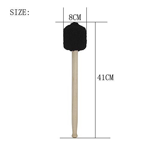 Muslady Drumsticks Concert Bass Drum Mallet Stick Beater with Black Plush Head and Maple Wood Pole Percussion Instrument Accessories