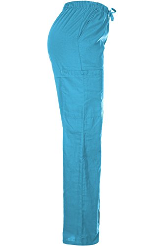 MedPro Women's Medical Scrub Set Mock Wrap and Cargo Turquoise L (GT-756)