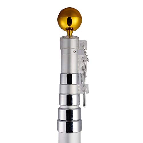 MD Group Flag & Windsock Pole, 25 ft Sectional Telescoping Flagpole Kit with an American Flag