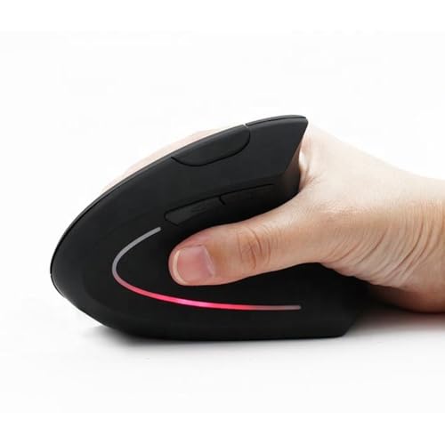 GADIRIA Ergonomic Vertical Mouse V2 A AAA Batteries Not Included – Wireless Mouse 800 to 1600 dpi, 2.4GHz, USB Microreceiver, Illuminated, for Computer, PC, Laptop, Desktop, Laptop, Laptop, Mac, Black