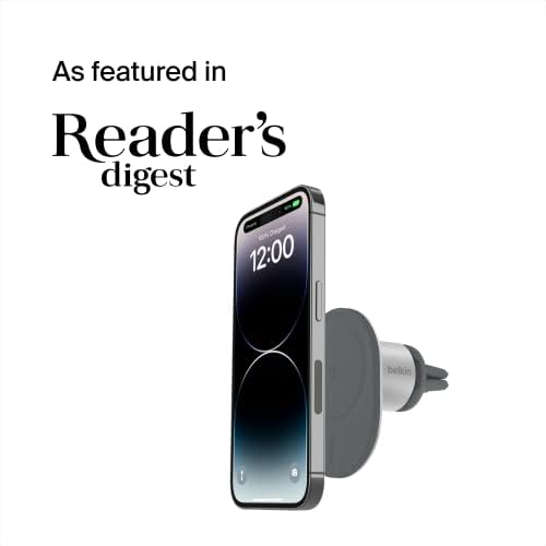 Belkin MagSafe Vent Mount Pro - MagSafe Phone Mount for Car, Magnetic Phone Holder Compatible with iPhone 15, iPhone 15 Plus, iPhone 15 Pro, iPhone 15 Pro Max, iPhone 14 & iPhone 13 - Gray