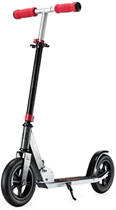 Kick Scooter Red with Front Suspension – Via Velo 200mm Foldable Top Kick Scooter For Adults Teens and Kids, Lightweight and Sturdy and Fat 2-Wheel Scooter, Portable and Absorbing Road Vibrations