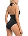 Hilor Women's Plunge Deep V Neck One Piece Swimsuit Tummy Control Monokinis Bikinis 12 Black