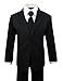 Luca Gabriel Toddler Boys' 5 Piece Classic Fit No Tail Formal Black Dress Suit Set with Tie and Vest - Size 3T