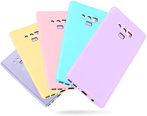Pofesun Silicone Case Compatible Galaxy Note 9, 5 Pack Slim Thin TPU Bumper Flexible Protective Phone Case Samsung Galaxy Note 9 (2018) 6.4 Inch - Clear/Purple/Pink/Yellow/Cyan