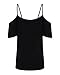 ZANZEA Womens Cold Shoulder Tops Sexy Casual Summer T Shirt Tee Short Ruffle Sleeve Spaghetti Strap Blouses Black US 6
