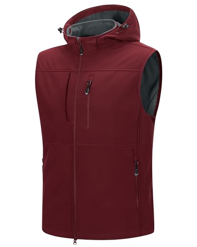 33,000ft Men's Lightweight Softshell Vest Hooded Outerwear for Outdoor Golf