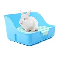 Md trade Rabbit Litter Box Toilet, Plastic Square Cage Box Potty Trainer Corner Litter Bedding Box Pet Pan for Small Animals, Rabbits, Guinea Pigs, Chinchilla, Ferret, Galesaur(Blue)