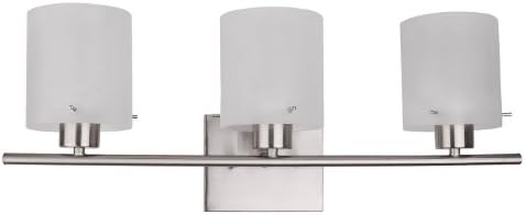 Whitfield ESVL28051-3SS Dexter 27-Inch Energy Star Three-Light Vanity, Satin Steel with Acid Wash Glass