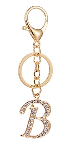Keychain for Women AlphaAcc Purse Charms for Handbags Crystal Alphabet Initial Letter Pendant with Key Ring