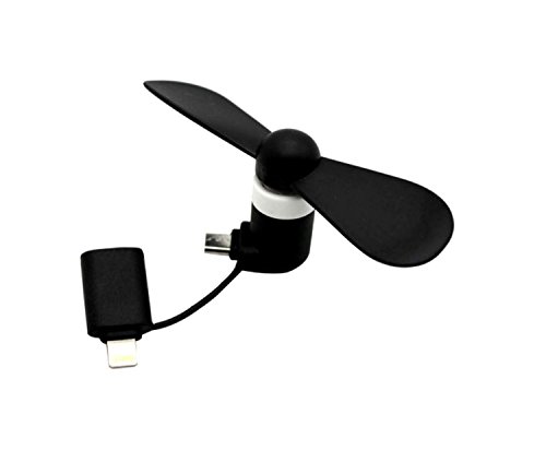 Portable Mini Fan Colorful and Powerful 2-in-1 Fans for Phone/Smartphone/Tablet - Black/Pink/Blue/Green/White/Orange - Summer 2019 Phone Accessories Compatible with iPhone/iPad/Android (Black)