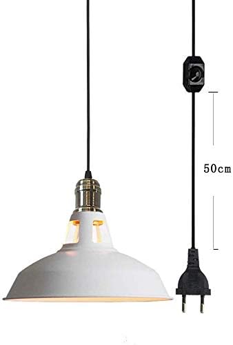 Fsliving Diy Retro Blanc Abat Jour Luminaire Luminaire Avec 15 Pieds Noir Cable A Prise Certification Marche Arret Interrupteur Dimmable Lampe Suspension Non Incluses Amazon Fr Luminaires Et Eclairage