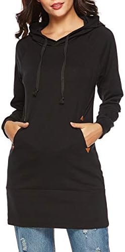 titame Women Casual Pullover Hoodie with Pockets Sliming Tunic Hooded Sweatshirt