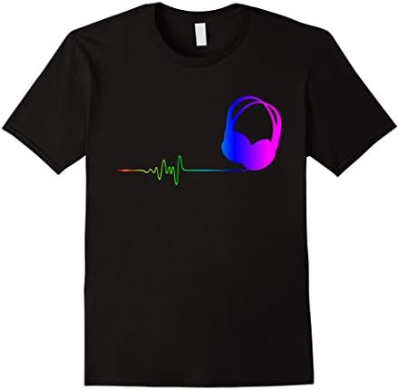 Mens EDM Colors In Headphones with Heart Beat 3XL Black