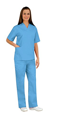 Women's Scrub Set - Medical Scrub Top and Pant, Water Blue, XXXXX-Large