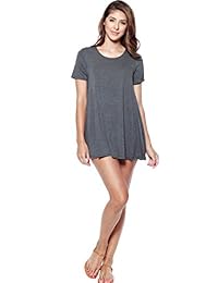 A + D Vestido suelto para mujer - Túnica de manga corta con cuello redondo