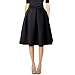 Hanlolo Vintage Rretro Womens High Waisted Pleated Knee Length Skater Midi Skirt Black