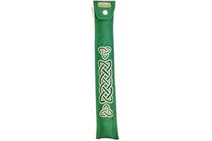 Handmade Irish Tin Whistle Case Sleeve by Dannan For C Whistles in Green, Blue or Brown Vegan Leather with Celtic Embroidery 
