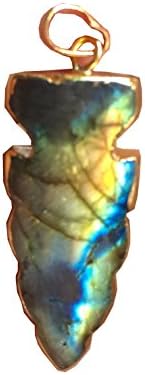 BEADIY Labradorite Gemstone Pendant Double Polished Strong Blue Shinne Labradorite Crystal Arrow Pendant 1pcs 1.6" Length