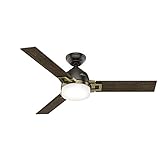Hunter Indoor Ceiling Fan with LED Light and remote control - Leoni 48 inch, Nobel Bronze, 59220