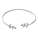 SENFAI Simple Olive Leaf Bracelet Bangles for Women 3 Tone (Silver)