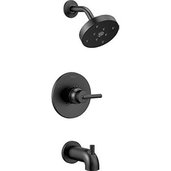 Delta Faucet Trinsic 14 Series Single-Function Tub and Shower Trim Kit with Single-Spray H2Okinetic Shower Head, Matte Black T14459-BL (Valve Not Included)