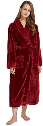 Women Plush Fleece Robe with Satin Trim, Luxurious Super Soft Plush Bathrobe for Women