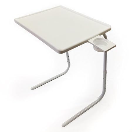 Styleys Table-Mate Adjustable Table with Cup Holder (White)