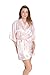 Aibrou Women's Kimono Robes Satin Pure Colour Short style with Oblique V-Neck