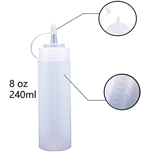 12 Pack 8 oz Plastic Squeeze Bottles Multipurpose Squirt Bottles for Ketchup,Condiments,BBQ Sauce,Dressing,Barbecue,Grilling,Crafts,Syrup and More