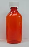 Oval Pharmacy Plastic Bottles with Child-resistant Caps. Amber Color 4oz Pack of 5