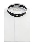 Neil Allyn Men's Banded Collar With Black Trim Dress Shirt