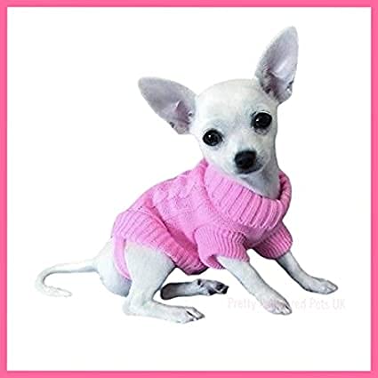 Chihuahua Clothes Puppy Dog Coat Knit Winter Jumper Cosy Teacup Smaller Breeds Miniature (‎XS - Pink)