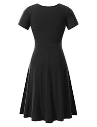 TORARY Vestido de mujer de manga corta con cuello en V para verano, informal, acampanado