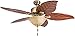 Honeywell Ceiling Fans Royal Palm, 52 Inch Tropical LED Ceiling Fan with Light, Pull Chain, Three Mounting Options, Hand Carved Solid Wood Blades - 50500-01 (Aged Brass)