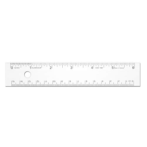 Alumicolor 1569-1 Aluminum Standard Straight Edge with Non-Slip Back, 6IN, Silver