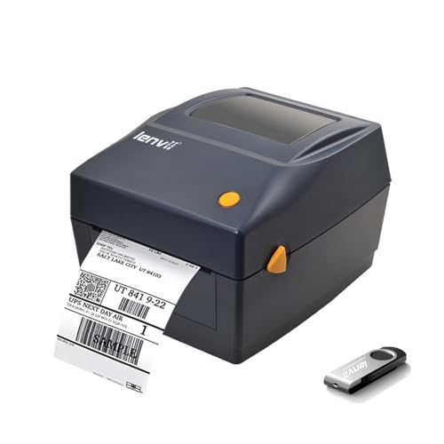 LENVII 4x6 Thermal Label Printer | 2/3/4 Inch Multi-Size Barcode Printer | 127mm/s High-Speed 203DPI Wired Barcode Printer | Compatible with Aramex/Noon/Emirates Post | Windows/Mac/Dubai Mall Kiosks