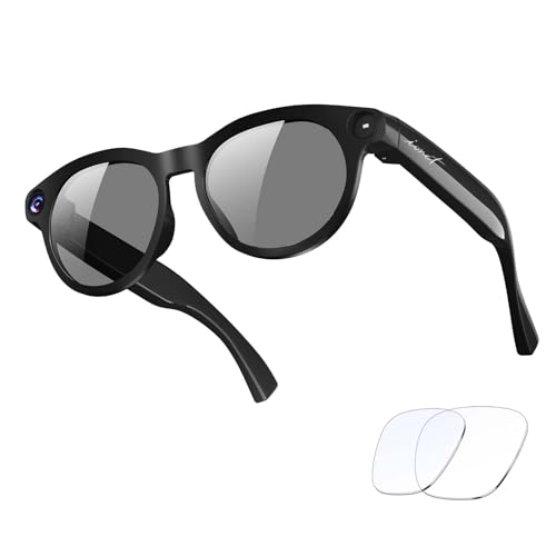 AI Smart Glasses with Camera and Audio, 8MP HD Bluetooth Camera Glasses,1080P Video Recording Sunglasses,Real Time Translation,AI Assistant,Object Recognition,Open-Ear Audio for Travel, Meetings Vlog