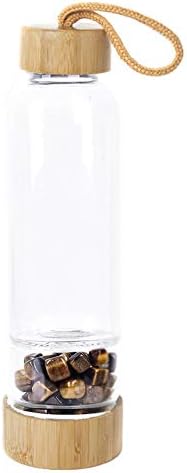 Healing Crystal Water Bottles Reusable Natural Quartz Crystal Water Bottle Quartz Crystal Wand Point Reiki Healing Crystal Glass Sport Water Bottle Water Cup