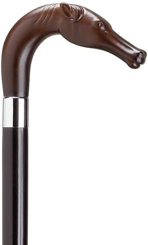 Unisex Horse Head L Black Maple Cane, Brown Handle  -Affordable Gift! Item #HAR-9140900