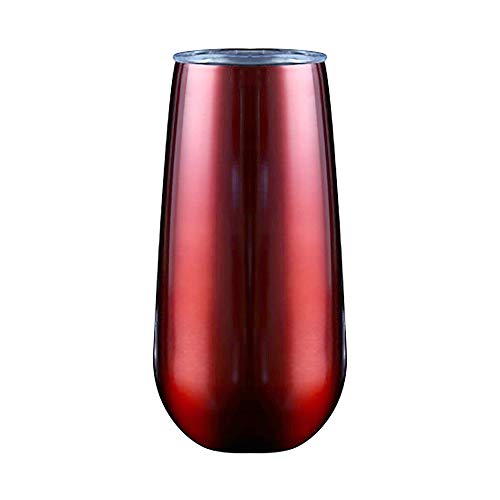 Elaco 1 X 6OZ Stainless Steel Stemless Wine Water Cup 6OZ Stainless Steel Stemless Wine Water Cup Double Wall Vaccum Insulation (C)