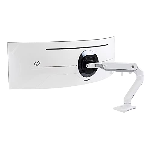 ERGOTRON HX Monitor Arm mit HD-Gelenk in Weiß, Tischhalterung mit patentierter CF-Technologie für ultrabreite Curved Monitore bis 49 Zoll, 29.2cm Höhe