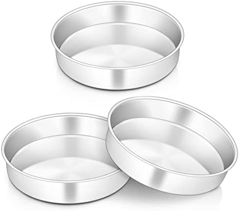 Onader Inch Round Cake Tin Set of 3, Stainless Steel Cake Mould
