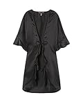 Victoria's Secret Very Sexy Satin Slip Wrap Kimono Robe Black One Size