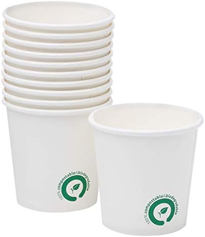 Biodeck Compostable and Biodegradable Hot Drink Cup, 6oz/180ml, White (Pack of 50)