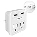 Travel Essentials European Plug Adapter - International Power Adapter with 2 Outlets and 2 USB, Type C Outlet Adaptor Charger for US to Most of Europe EU Iceland Spain Italy France Germany