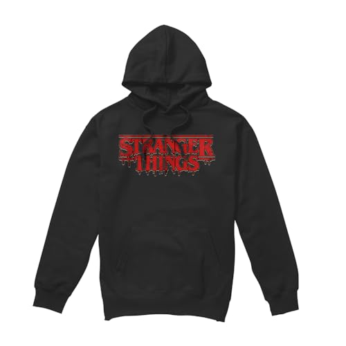 Stranger Things Stranger Things Retro Drippy Logo Unisex Hoodie, Black Hooded Sweatshirt Unisex Adult
